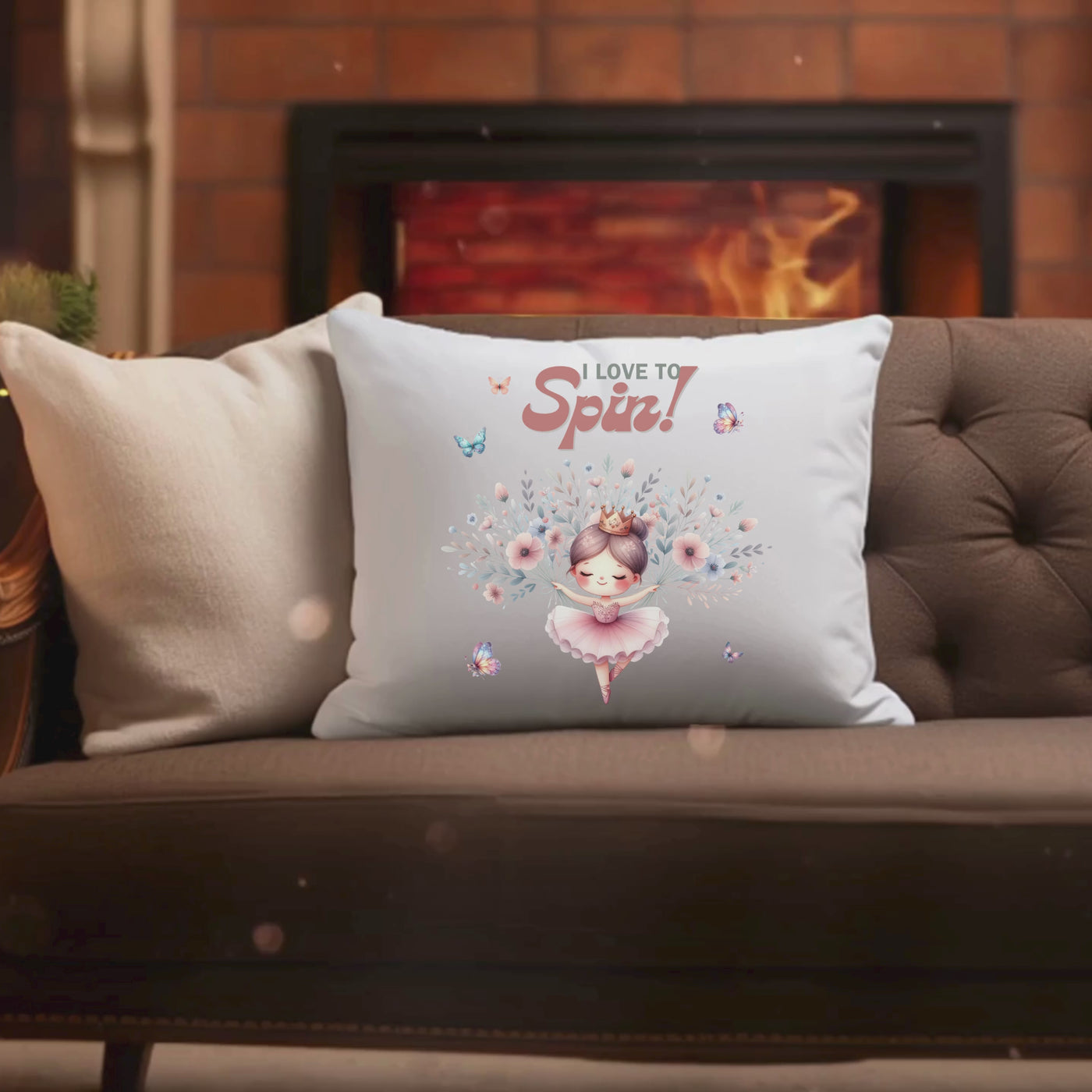 I Love Spin Ballerina Square Pillow - Unique and Beautiful Decor for Any Room