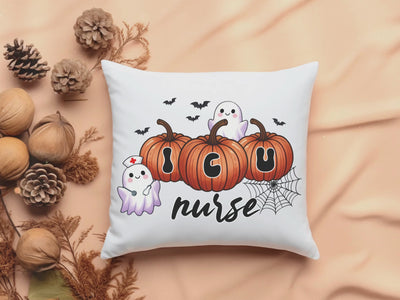 Spooky Season Square Halloween Pillow - Perfect for ICU Nurses