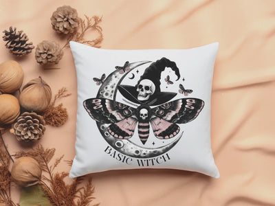 Square Basic Witch Halloween Pillow - Fall Decor Essential