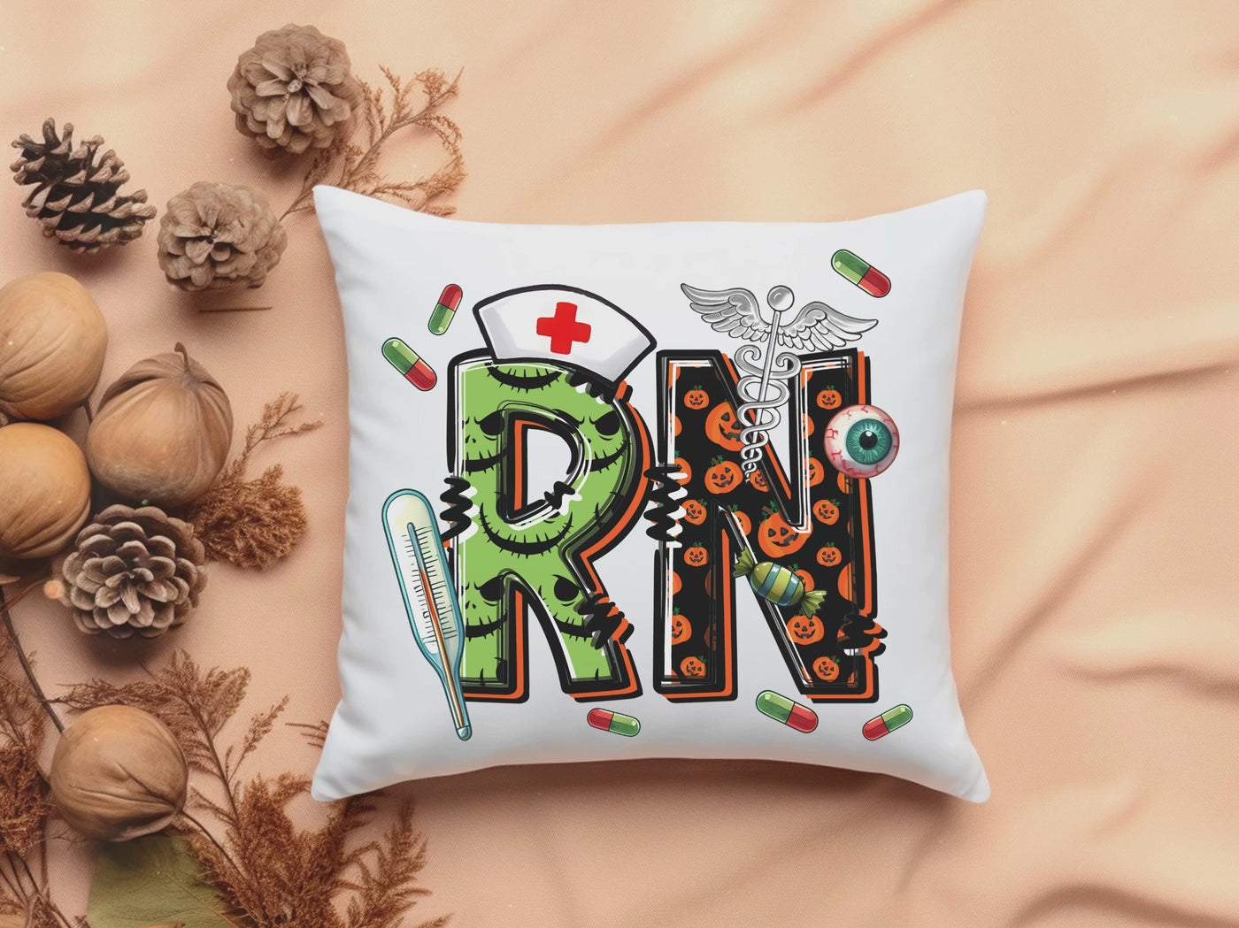 Spooky Halloween RN Square Pillow - Perfect Spooky Decor for Your Home