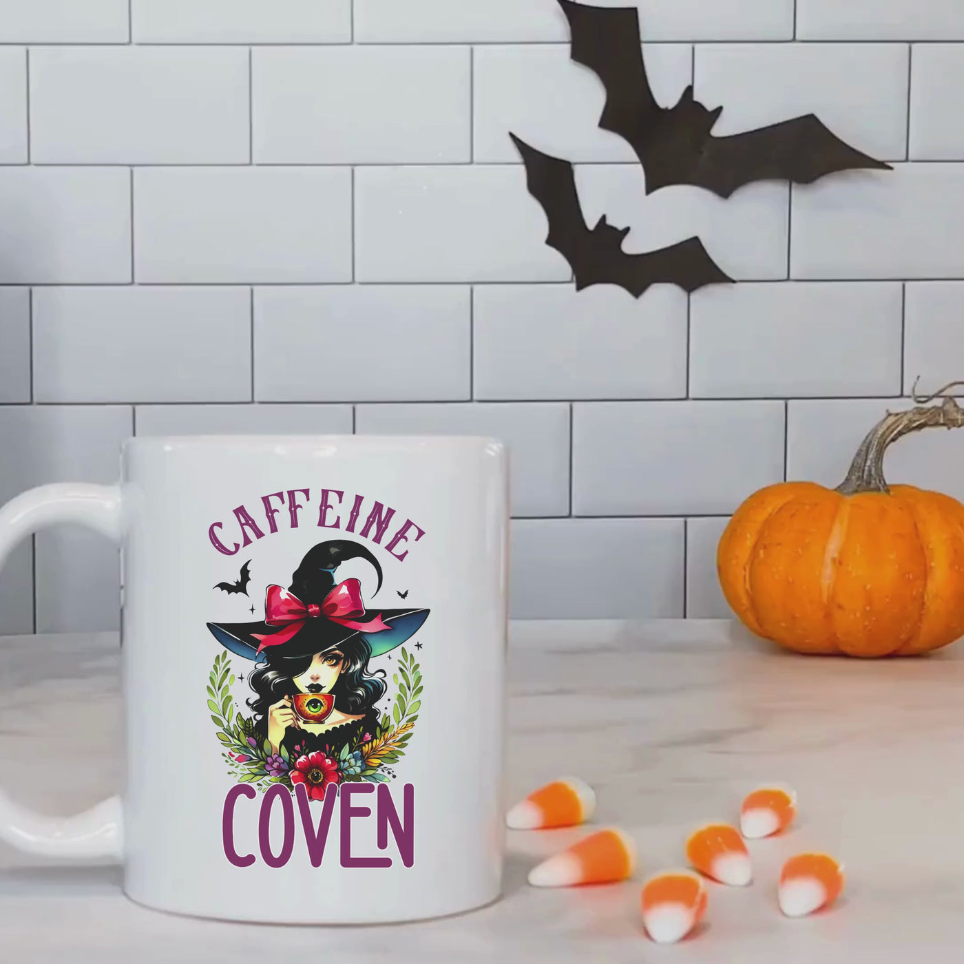 Spooky 11oz Ceramic Caffeine Coven Mug - Ideal Gift for Coffee Lovers this Halloween