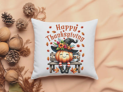 Happy Thanksgiving Throw Pillow - Festive Decor