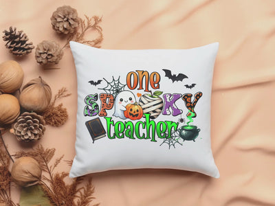 Spooky Teacher Halloween Square Pillow - Perfect for Your Classroom Dcor