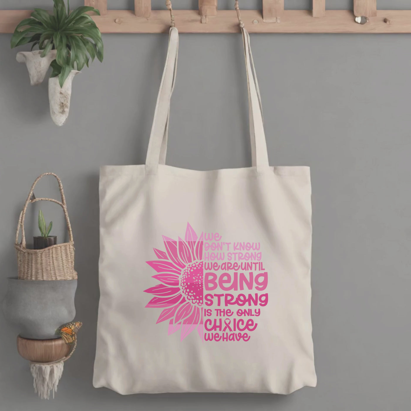 Breast Cancer Awareness Cotton Canvas Tote Bag  Support a Cause and Stay Stylish