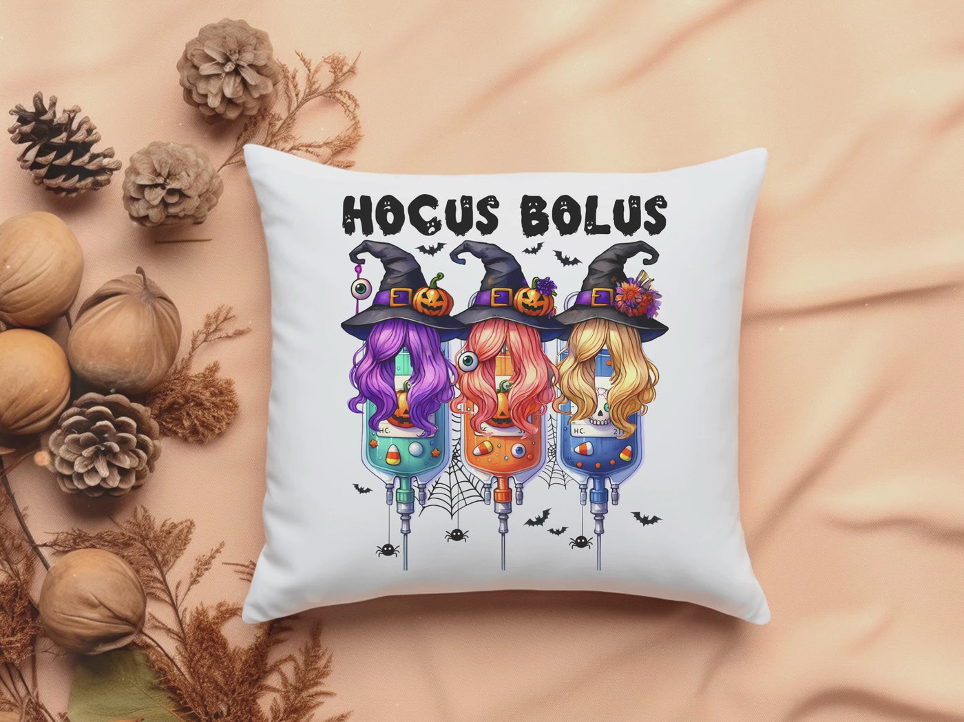 Spooky Square Pillow for Halloween Dcor - Hocus Bolus Design for Festive Charm