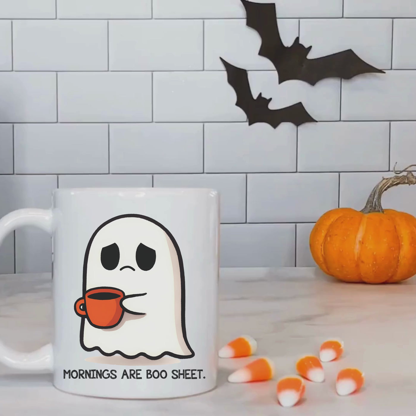 Mornings Are Boo Sheet Halloween Ceramic Mug 11oz