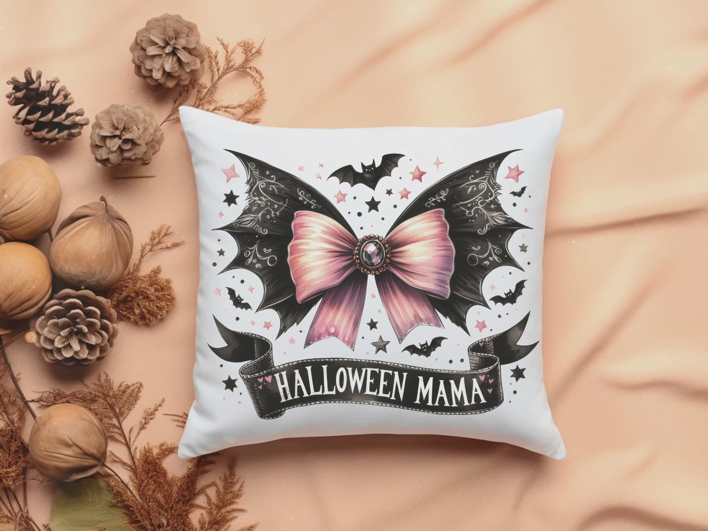 Spooky Halloween Mama Pillow - Festive Square Cushion for Home Decor