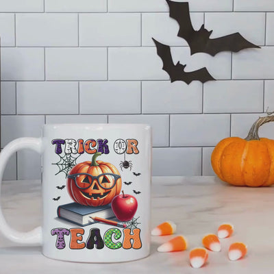 Trick Or Teach Halloween Ceramic Mug - 11oz Spooky Season Gift