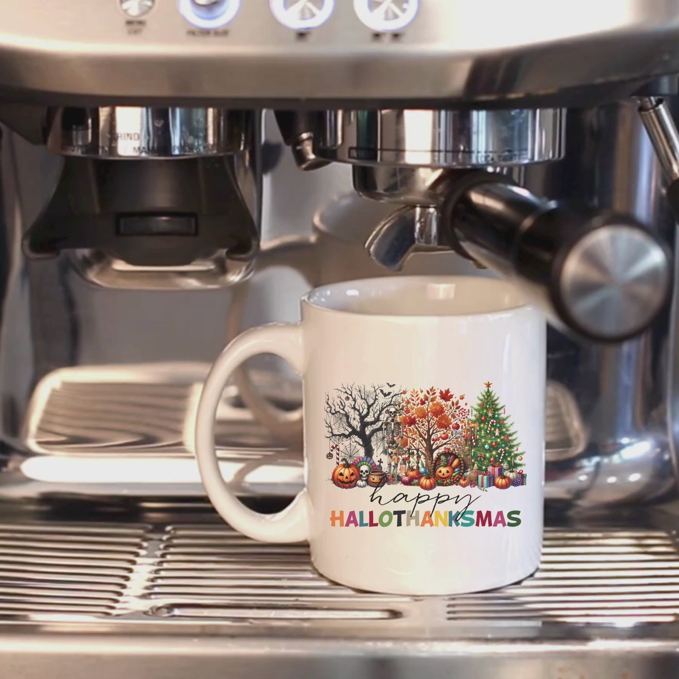 Happy HalloThanksMas Coffee Mug: Joyful Season